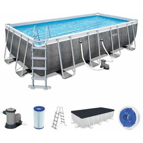 Bestway Power Steel Frame Pool Komplett-Set eckig 549 x 274 x 122 cm Pool