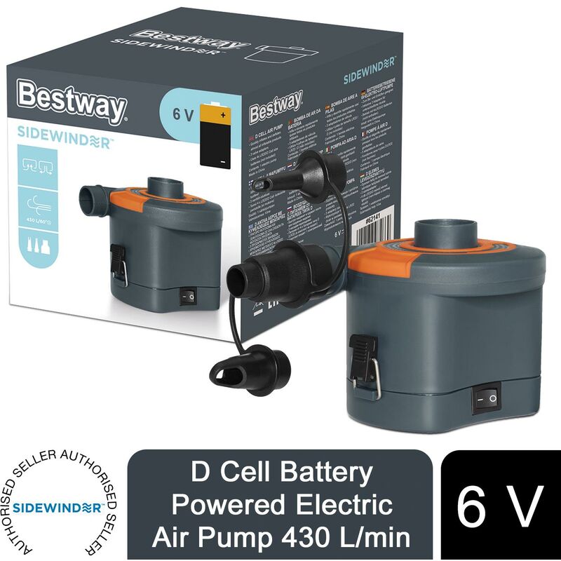 Bestway - Sidewider d Cell Battery Powered 6V Electric Air Pump 430 L/min