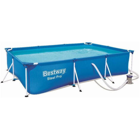 Bestway Steel Pro 300x201x66 cm - Piscine avec pompe - Piscine Tubulaire - Rectangulaire - Bleu - Blue
