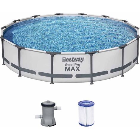 Bestway Steel Pro MAX Piscina Rotonda 427 x 84 cm Pompa Filtrante Colore Grigio