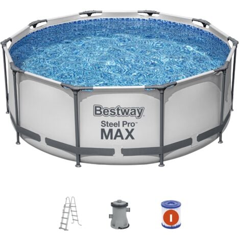 Bestway Steel Pro Max Röhren-Aufstellbecken 305x100 cm mit Leiter 76x119x163 cm Kartuschenfilter 1.249 L/H