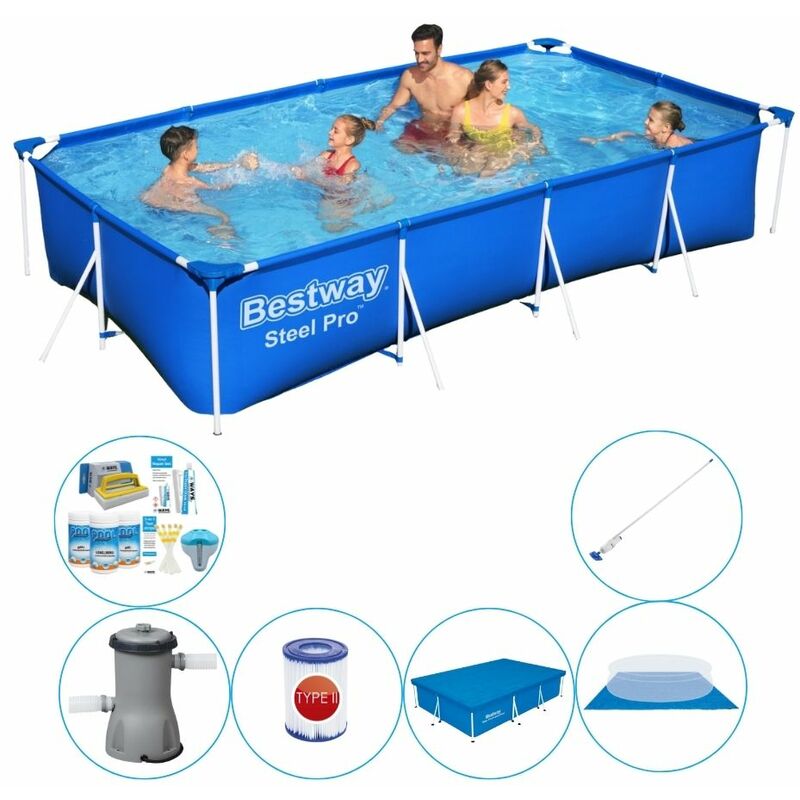 Bestway Steel Pro Rectangulaire 400x211x81 cm - Offre combinée de piscine - Prix ​​compétitif, livraison rapide!