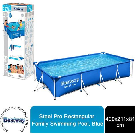Bestway Rectangular Steel Frame Swimming Pool - 4m x 2.11m x 81cm