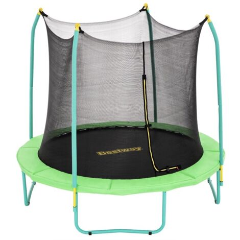 Bestway – Trampoline enfant 244x220 cm – Filet de sécurité – Structure en acier – Charge maximale 150 kg – Pour usage extérieur sécurisé