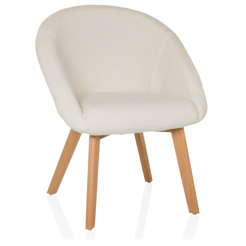 Besucherstuhl / Dining Stuhl Scandi Ted Stoff Weiß Hjh Living