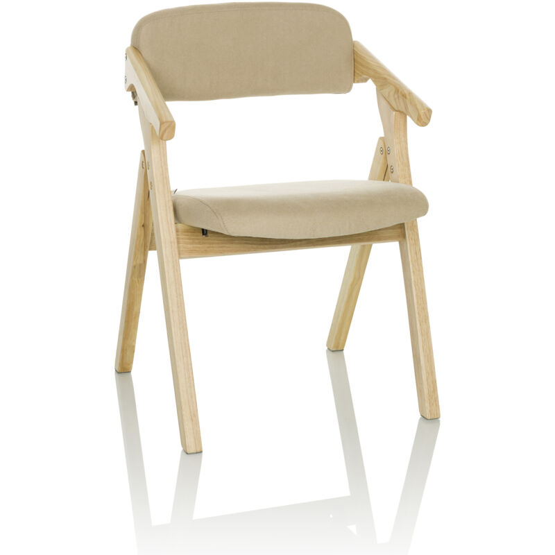 Besucherstuhl / Klappstuhl Scandio Holzrahmen / Stoff Beige Hjh Office