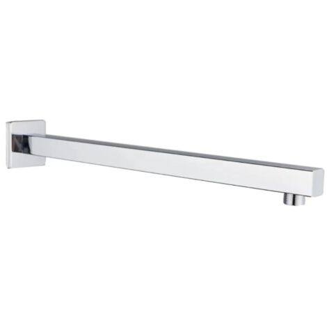 BET 16 Inch Square Stainless Steel Shower Extension Straight Wall Mounted Shower Arm with Flange for Rain Shower Heads in Bathroom