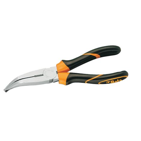 Beta 1164BM pince plate coude'e a' bec long en acier avec poigne'es en pvc mm.160