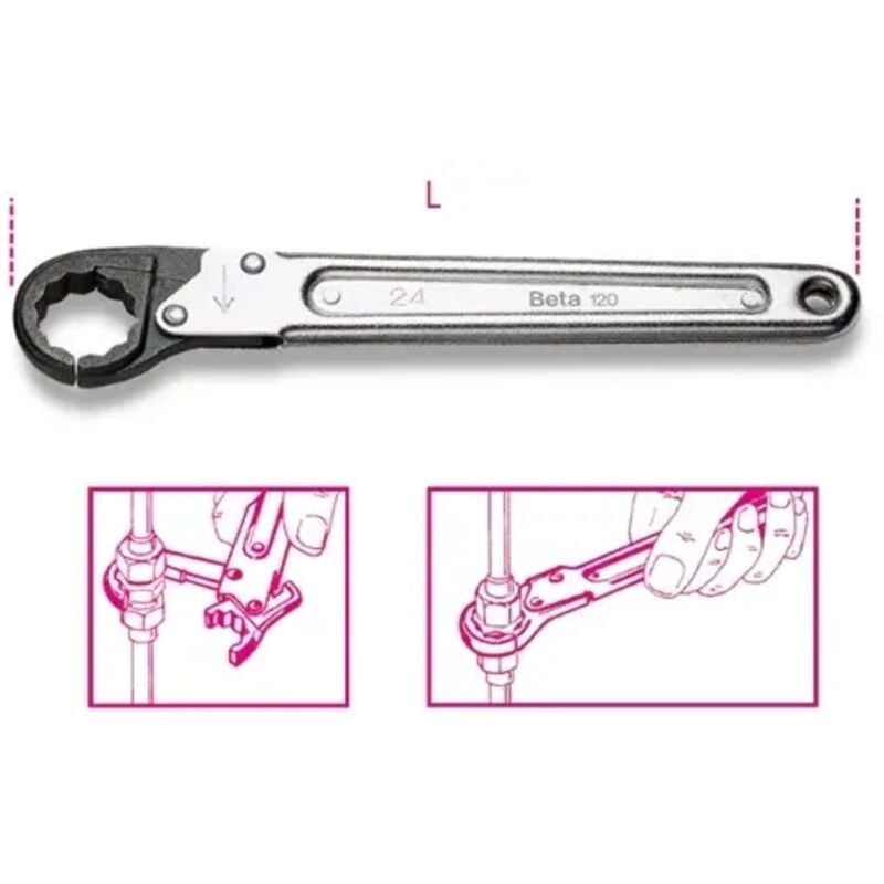 Beta - Clé à cliquet polygonale ouverte 120 - 30