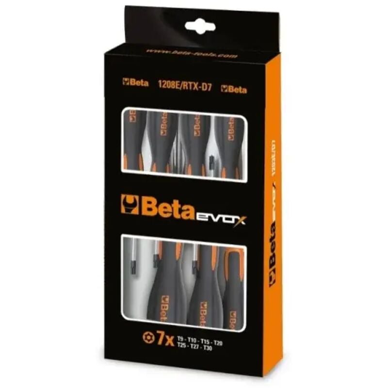 Beta - 1208E/RTX-D7 Evox Screwdriver Set for Tamper Resistant Torx 7 Pcs.
