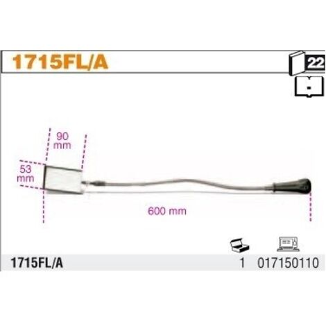 Beta 1715FL/A espejo de inspección rectangular 600x90 mm