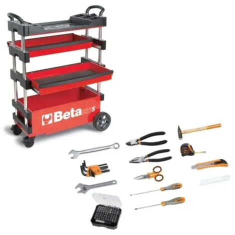 Beta 2700S/VU Carrello portautensili richiudibile con assortimento 100 Pz. - Rosso