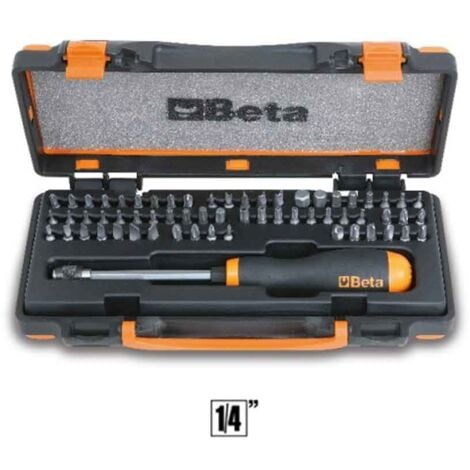 BETA TOOLS Beta 861/C61P Inserti e Porta inserti per avvitatori 61Pz 1/4" in cassetta di lamiera - 008610978