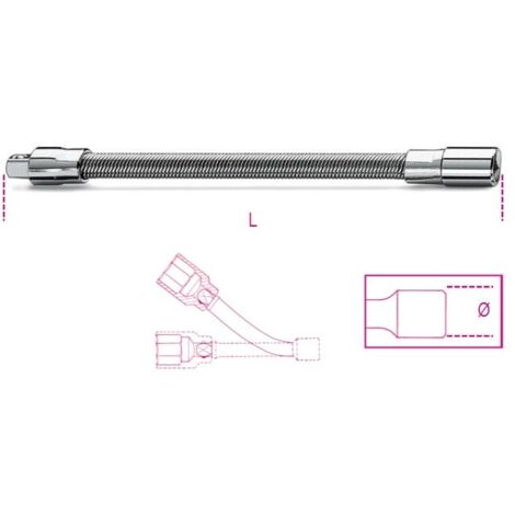 BETA 900FL 150 - Prolunga flessibile con attacchi quadri maschio e femmina 1/4" cromata