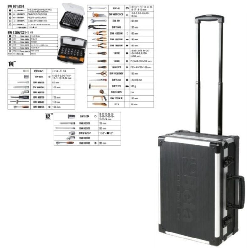 Beta - bw 2056T/E Chariot à outils avec assortiment 163 pcs.