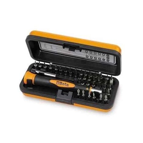 Beta – Coffret de tournevis avec 36 embouts interchangeables – Micro-tournevis 4mm avec rallonge magnétique – Étui aluminium anodisé compact - 012560100