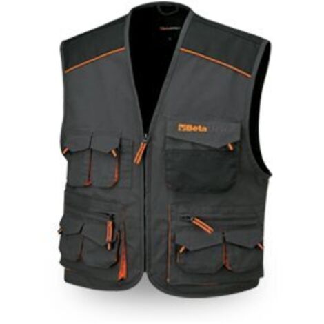 Beta gilet multitasche da lavoro in TC canvas 7907 tg XL 54 grigio arancio