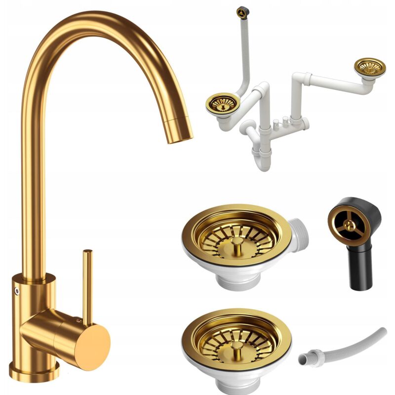 Beta gold kitchen mixer + gold siphon