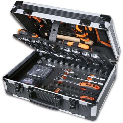 Beta – Mallette à outils 163 pièces – Panneau amovible et plateau EVA – Dimensions 465 x 330 x 170 mm – Poids 8 kg