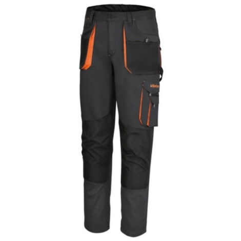 Beta – Pantalon de travail multipoches gris – Tissu toile 65% polyester 35% coton – Inserts Oxford et genouillères – Confort pour environnements de travail