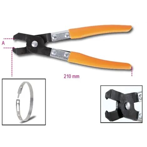 Beta – Pince à collier Oetiker 53 mm – Profil bas pour colliers Oetiker – Longueur 210 mm – Utilisation professionnelle
