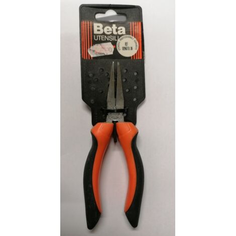 BETA - PINZA A BECCHI PIATTI LUNGHI ZIGRINATI CON IMPUGNATURA BIMATERIALE 140MM