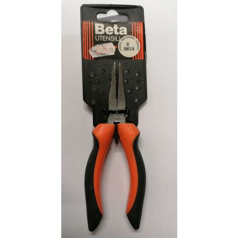 BETA - PINZA A BECCHI PIATTI LUNGHI ZIGRINATI CON IMPUGNATURA BIMATERIALE 140MM