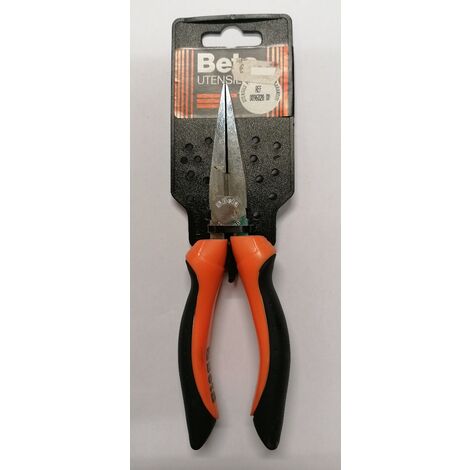 BETA - PINZE A BECCHI PIATTI LUNGHISSIMIDIRITTI ZIGRINATI CON IMPUGNATURA BIMATERIALE 160MM