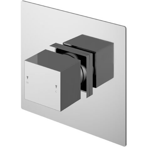 Betley Contemporary Bathroom Square Concealed Thermostatic Temperature Control Shower Valve, 125mm - Chrome by Balterley