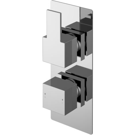 Betley Contemporary Bathroom Twin Concealed Thermostatic Shower Valve with Lever Handle, 215mm, Chrome - Balterley