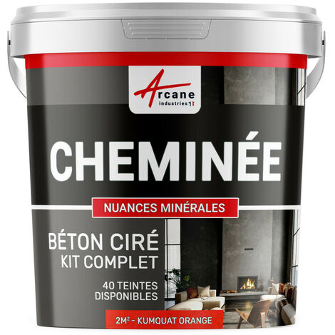 Béton ciré cheminée, kit avec primaire et vernis - 2 m² (en 2 couches) Kumquat Orange - ARCANE INDUSTRIES
