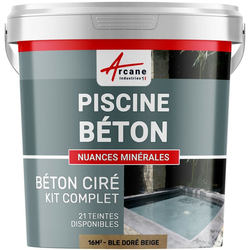 Arcane Industries - enduit piscine béton ciré revetement piscine - 16 m² Blé Doré Beige