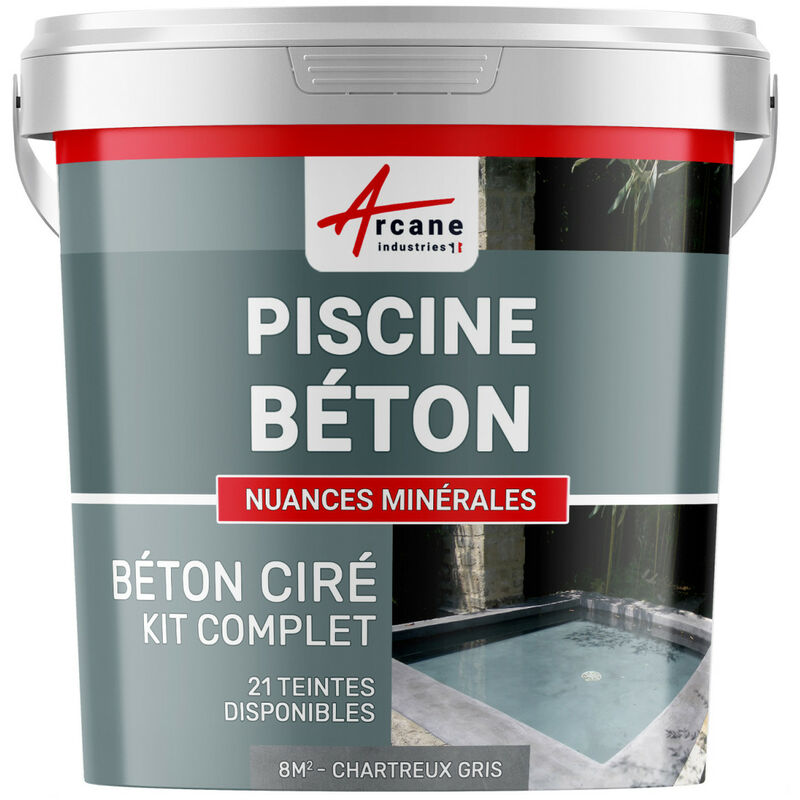 Arcane Industries - enduit piscine béton ciré revetement piscine - 8 m² Chartreux - Gris