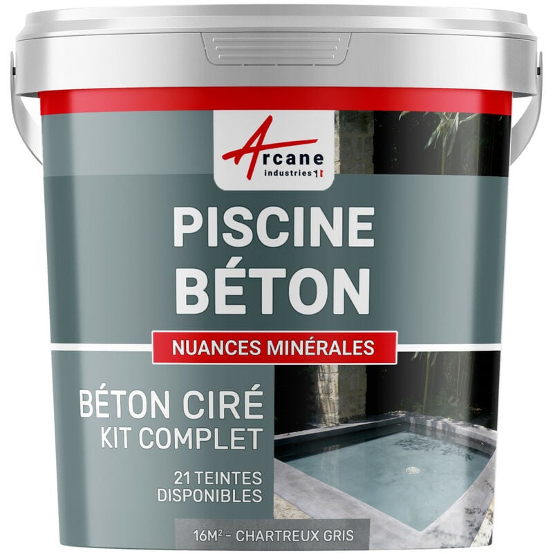 Arcane Industries - enduit piscine béton ciré revetement piscine - 16 m² Chartreux - Gris