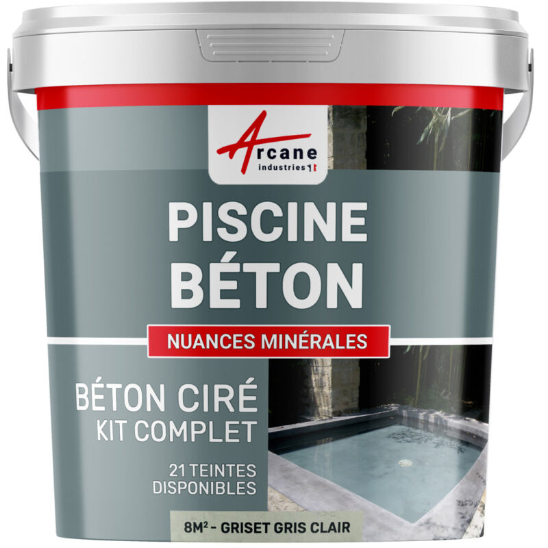 Arcane Industries - enduit piscine béton ciré revetement piscine - 8 m² Griset Gris Clair