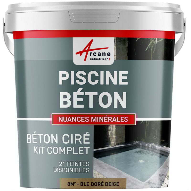 Arcane Industries - enduit piscine béton ciré revetement piscine - 8 m² Blé Doré Beige
