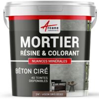 BÉTON CIRÉ + RÉSINE + COLORANT - KIT SANS PRIMAIRE NI VERNIS ENDUIT DECORATIF MINERAL - SOL MUR SALLE DE BAIN CUISINE PLAN DE TRAVAIL