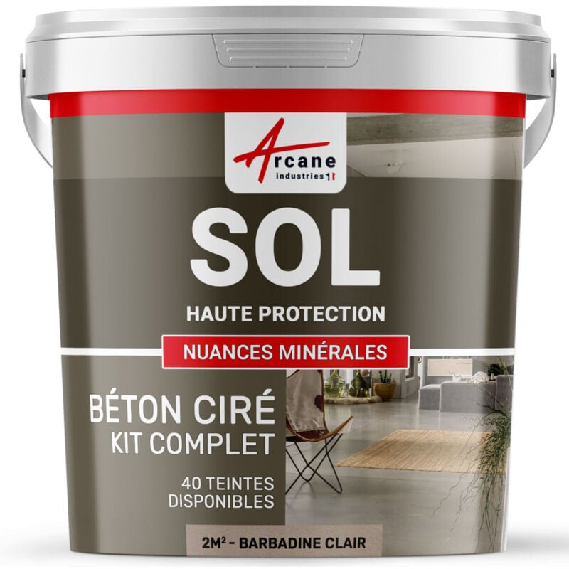 Arcane Industries - Béton Ciré Sol en Kit - Primaire et vernis de finition inclus - 2 m² (en 2 couches) Barbadine Clair