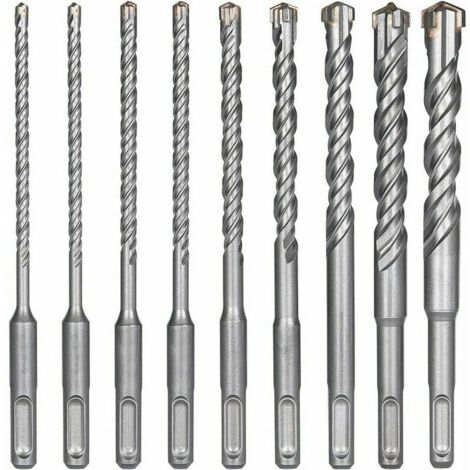 Betonbohrer, 9 Stück (5 mm 16 x 160 mm), elektrischer Schlagbohrer für Hammerbohrer, Kreuzbohrer für Ziegel, Stein, Natur, Metall