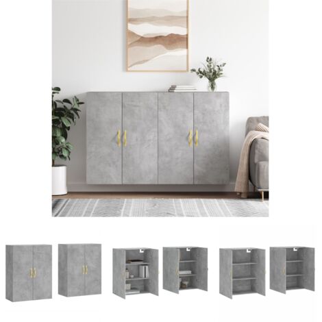 Betonfarbe - vidaXL Wandschränke 2 Stk. Betongrau 69,5x34x90 cm - Stauraum
