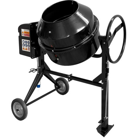 Betoniera elettrica a bicchiere SOGI BEM-200 - capacità 200 L - motore 900 W - per calcestruzzo, malta e intonaco - nera