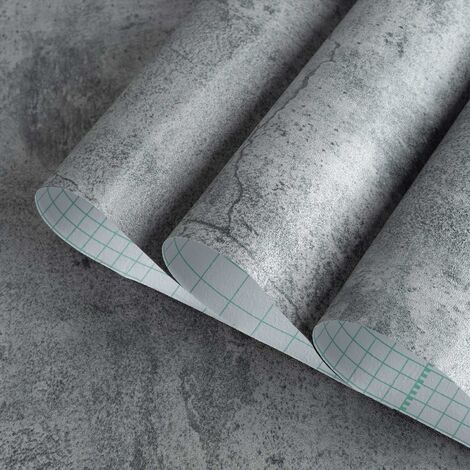 Betontapete Arbeitsplatten Kontaktpapier graue Zementtapete abziehen und aufkleben 23,6 "x 196" 3D rustikaler industrieller Stil wasserdichte abnehmbare selbstklebende Vinylfolie für Zimmer Küche