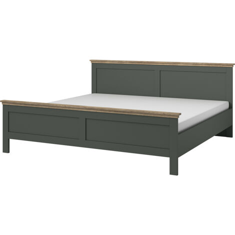 Bett 140 x 200 cm Landhaus Design EPSOM-83 in grün mit Lefkas Eiche Nb., B/H/T: ca. 151/88,5/211 cm