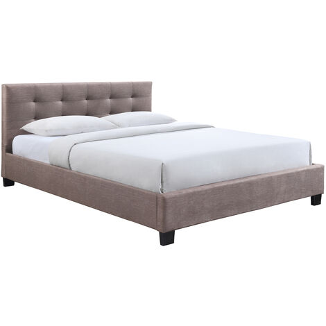 Bett 160 x 200 Stoff Beige gepolstert MARQUISE