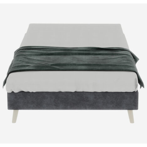 Bett 160x200 cm – Bettrahmen 160x200 mit Lattenrost – Kopfteil und Matratze nicht im Lieferumfang enthalten – aus grauem holländischem Samt