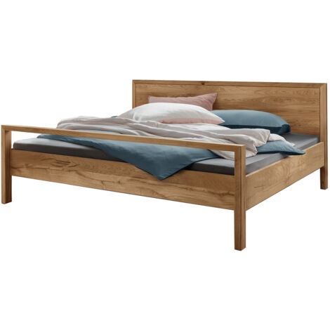 Bett 200x200 cm mit Holzkopfteil, Eiche massiv AVELLINO-137