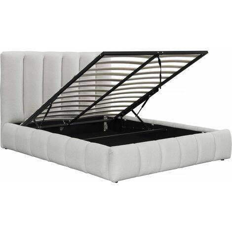 Bett aus Bouclé mit Bettkasten Annie - 140 x 190 cm - Weiß