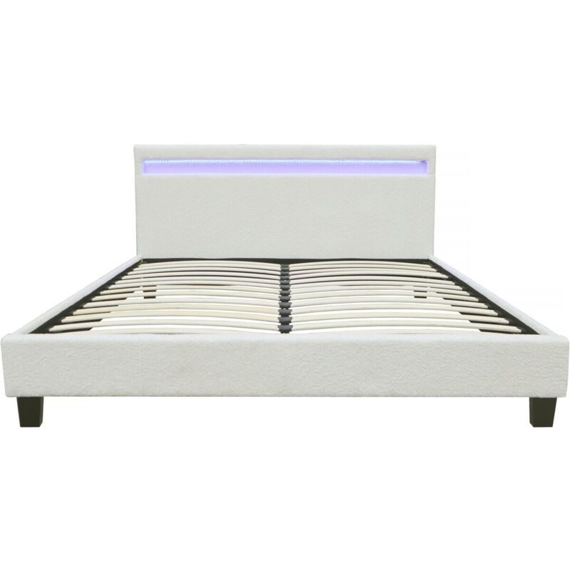 Habitat Et Jardin Doppelbett Aus Bouclé-stoff Mit Led "maria" 160 X 200 Cm - Creme