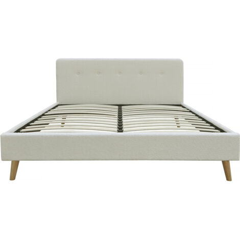 Bett aus Bouclé-Stoff "Nemo" 140 x 190 cm - Creme