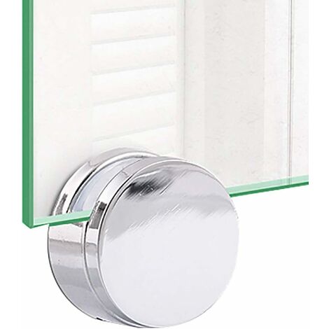 BETT Bains pince de verre, 4 Sets Support De Miroir Supports de support d'étagère en verre en alliage de zinc, support, miroir et kit de suspension en verre Support mural Clip en Verre Rond